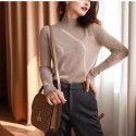 Hooded semi high neck base sweater for women, slim fit sweater for women, autumn and winter top, wool knitted sweater for women