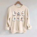 Halloween ghost print pullover hoodie casual long sleeved round neck autumn/winter hoodie for women