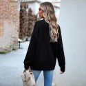 Round neck sweater women's long sleeved knitted sweater top
