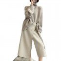 Woolen sweater women's high neck pullover versatile, thick silhouette loose and lazy style base sweater women