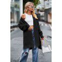 New women's solid color loose knit sweater women's pocket jacket sweater women