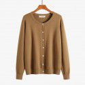 Women's round neck sweater jacket cardigan versatile basic soft and sticky knit sweater