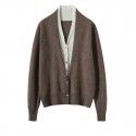 Loose V-neck women's cardigan sweater warm jacket