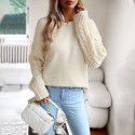 Round neck sweater women's long sleeved knitted sweater top