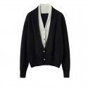 Loose V-neck women's cardigan sweater warm jacket