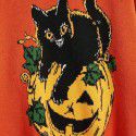Halloween New Round Neck Loose Pumpkin Cat Jacquard Long Sleeve Knitted Sweater