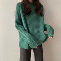 Knitted sweater, women's Korean version, loose and slim, lazy style, inner top, half high neck, bottom layer, thick shirt