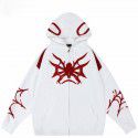 Personalized street woolen embroidery spider pattern trendy long sleeved hooded loose zipper hoodie