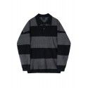 Striped Polo Knitted Men's Autumn Korean Edition Trendy Collar Sweater Loose Casual Top