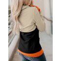 Halloween sports hoodie with thumb cover, round neck, long sleeved women's top, T-shirt