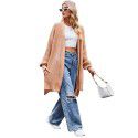 New women's solid color loose knit sweater women's pocket jacket sweater women