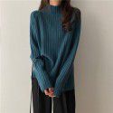 Knitted sweater, women's Korean version, loose and slim, lazy style, inner top, half high neck, bottom layer, thick shirt