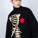 Men's and women's sweater group picture loose round neck jacquard pullover couple's knitted sweater