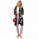 Heart knitted cardigan with heart pocket, V-neck mid length jacket for women