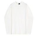 Men's simple V-neck long sleeved T-shirt loose casual top Korean version trendy white T solid color base shirt trend