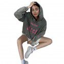 Retro washed water vintage hooded sweatshirt for women, autumn and winter jacket for women, American high street loose casual tattered top for women