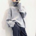 Woolen sweater women's high neck pullover versatile, thick silhouette loose and lazy style base sweater women