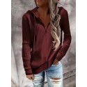Solid color casual hoodie, loose zipper cardigan, long sleeved hooded knit sweater, women's clothing