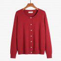 Women's round neck sweater jacket cardigan versatile basic soft and sticky knit sweater