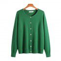 Women's round neck sweater jacket cardigan versatile basic soft and sticky knit sweater