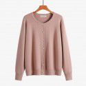 Women's round neck sweater jacket cardigan versatile basic soft and sticky knit sweater