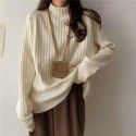 Knitted sweater, women's Korean version, loose and slim, lazy style, inner top, half high neck, bottom layer, thick shirt
