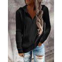 Solid color casual hoodie, loose zipper cardigan, long sleeved hooded knit sweater, women's clothing