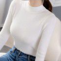 Hooded semi high neck base sweater for women, slim fit sweater for women, autumn and winter top, wool knitted sweater for women