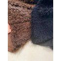 Loose plush V-neck solid color knitted sweater for women