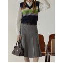 Retro college style striped knitted vest, knitted gradient layered top, inner and outer, women's clothing for spring